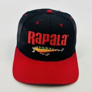 Rapala Fishing Lures Hat Snapback Cap Black Red Top of the World VTG